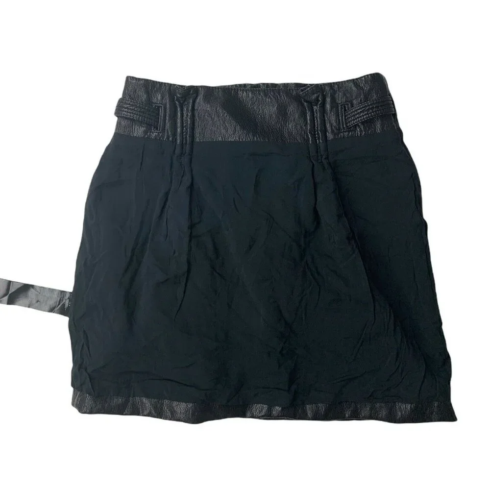 Free People Payton Paperbag Black Faux Leather Tie Waist Mini Skirt - Picture 8 of 11